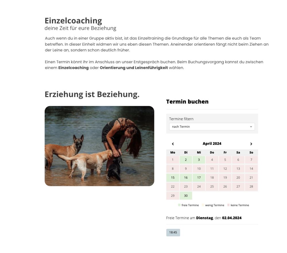 Kursbuchung Screenshot mit Kutego