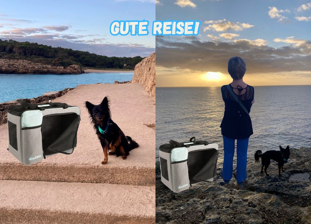 Zwei Bilder von Pablo im Urlaub mit der Annitano Tasche