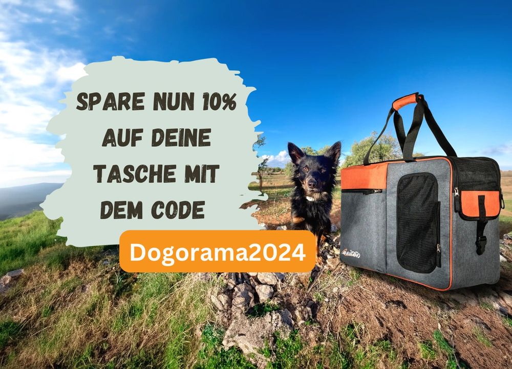 Pablo mit der Flugtasche und Rabattinfo