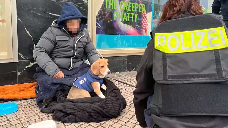 Polizei beschlagnahmt Beagle am Alexanderplatz