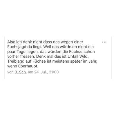 Giftköder-Rehkadaver, Fuchsjagd, Hunde anleinen-Bild