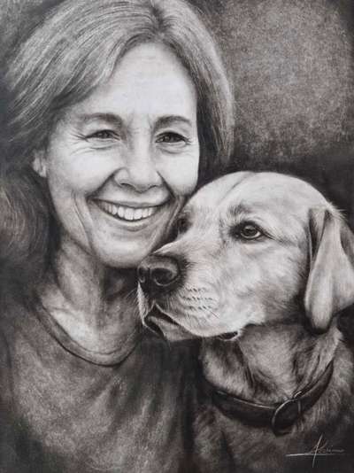 %{de_profession_title}-Portrait mit Mensch & Tier, Schwarz-Weiß-Bild