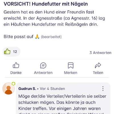 Giftköder-Hundefutter mit Reißzwecken-Bild