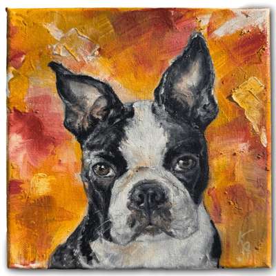Weitere Unternehmen-Hundeporträt handgemalt nach Foto in Öl-Bild