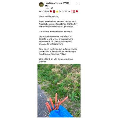 Giftköder-Würste mit Nägeln-Bild