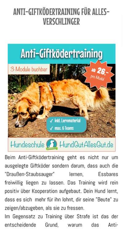Giftköder-Workshop: Anti-Giftködertraining-Bild
