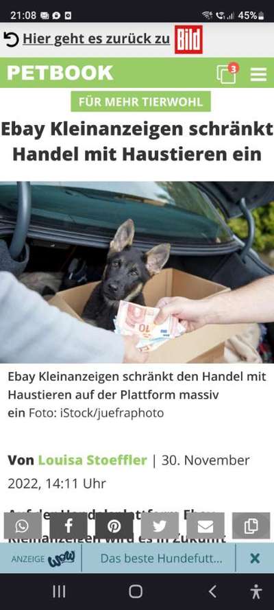 Tierschutz, PETA & Ebay Kleinanzeigen-Beitrag-Bild
