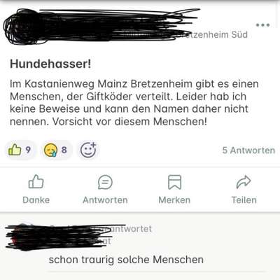 Giftköder-Jemand soll dort Giftköder verteilen-Bild