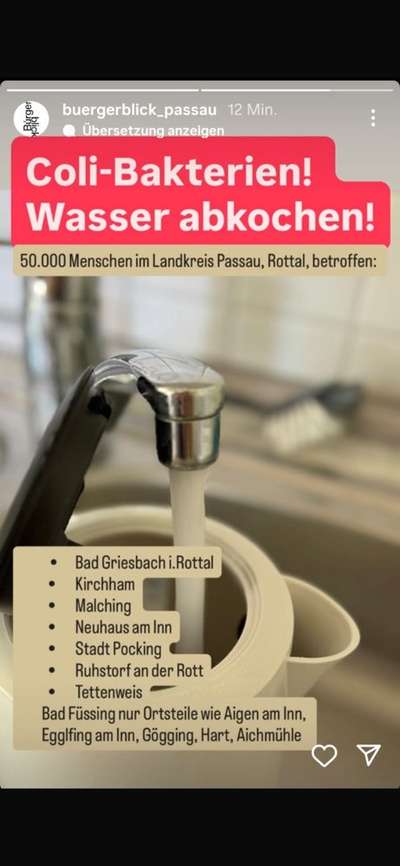 Giftköder-Coli Bakterien, Wasser abkochen-Bild