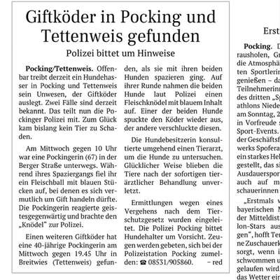 Giftköder-Mehrere Giftköder in und um Pocking-Bild