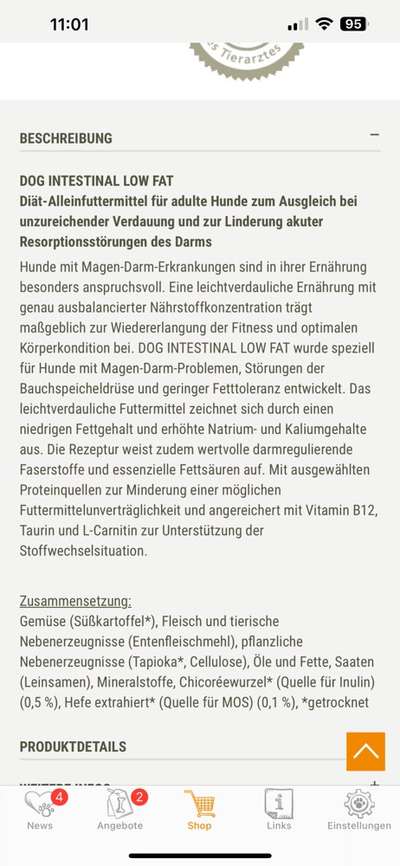 Fettarmes Futter bei leichten Bauchspeicheldrüsenproblemen-Beitrag-Bild