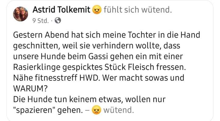 Giftköder-Köder mit Rasierklingen!-Bild