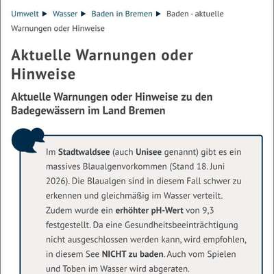 Giftköder-Unisee / Stadtwaldsee - aktuelle Warnung-Bild