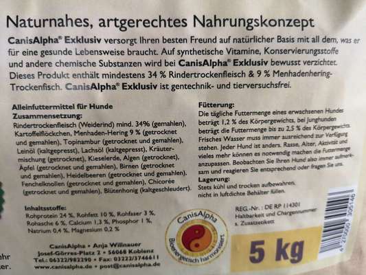 Kaltgepresstes Trockenfutter Canisalpha 
Erfahrungen?-Beitrag-Bild