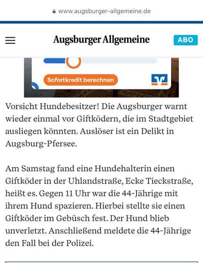 Giftköder-Giftköder in Pfersee / Uhlandstraße-Bild