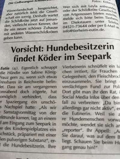Giftköder-Giftköder im Seepark-Bild