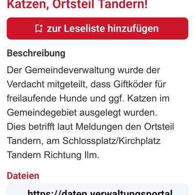 Giftköder-Verdacht Giftköder Warnung!-Bild