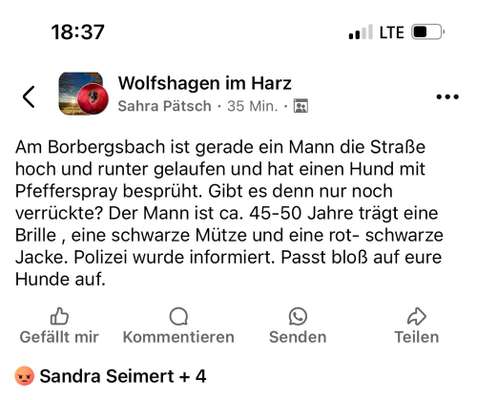 Giftköder-Pfefferspray Attacke auf Hund-Bild