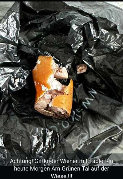 Giftköder-Wiener mit Tabletten-Bild