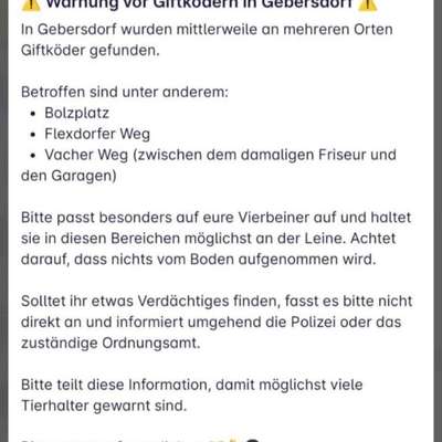 Giftköder-Warnung vor Giftködern-Bild