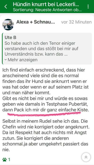 Hündin knurrt bei Leckerli weg nehmen..-Beitrag-Bild