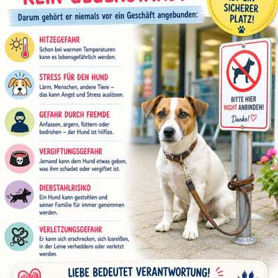 🐶🚫 WARUM MAN EINEN HUND NIEMALS VOR EINEM GESCHÄFT ANBINDEN SOLLTE! 🚫🐶-Beitrag-Bild