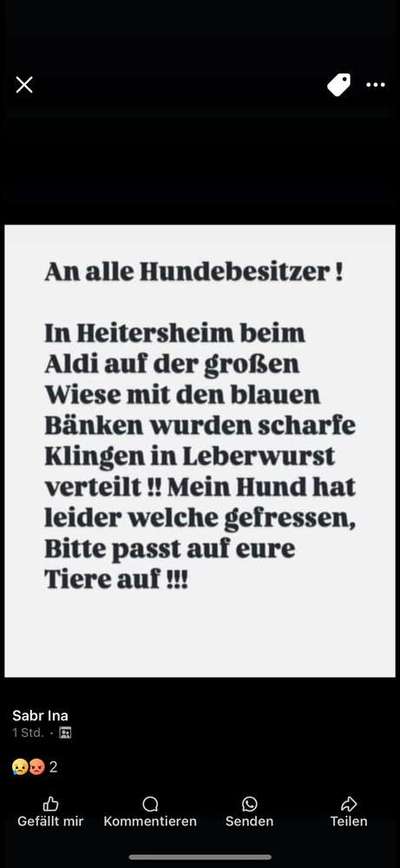 Giftköder-Wurst mit Messerklingen -Bild