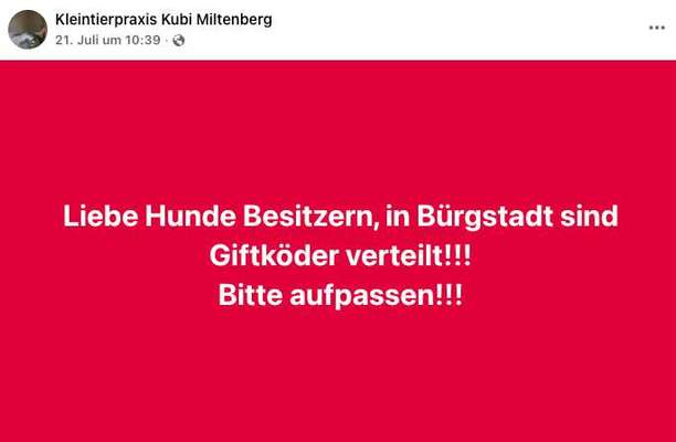 Giftköder-Praxis warnt vor Giftköder-Bild