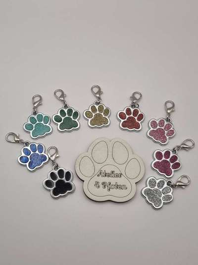 %{de_profession_title}-Hundemarke verschiedene Farben Glitzer-Bild