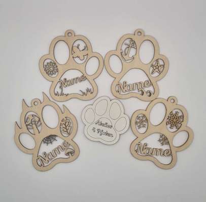 %{de_profession_title}-Holzpfoten Anhänger m. Namen-Bild