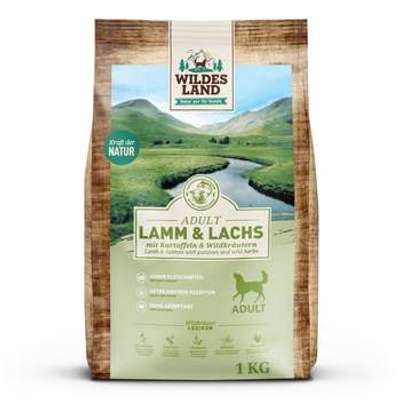 tests-Wildes Land Lamm und Lachs mit Kartoffeln und Wildkräutern | Classic Adult-Bild