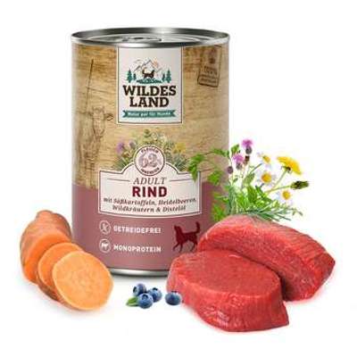 tests-Wildes Land Rind mit Süßkartoffeln, Heidelbeeren, Wildkräutern und Distelöl | Classic Adult-Bild