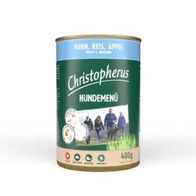 tests-Christopherus Hundemenü Junior Huhn, Reis und Apfel-Bild