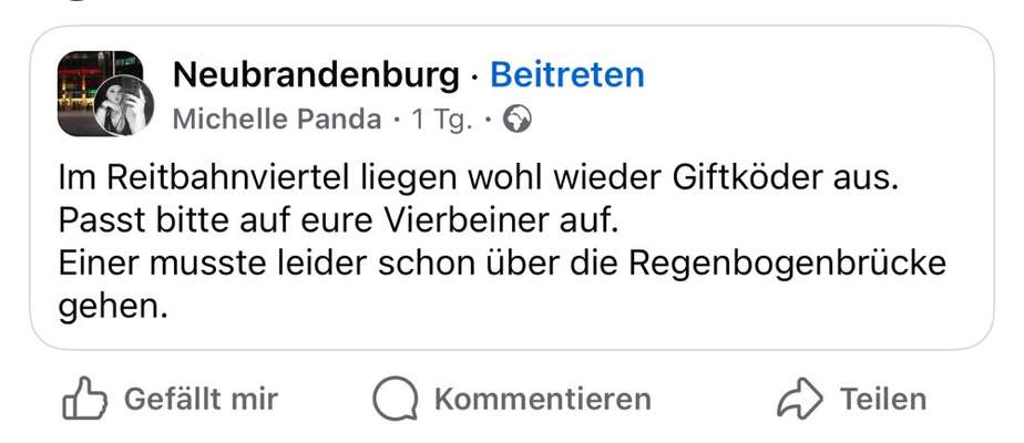 Giftköder-Giftköder Reitbahnweg-Bild
