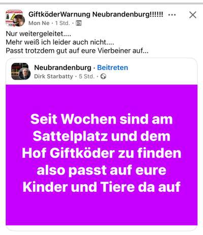 Giftköder-Giftköder Reitbahnweg-Bild