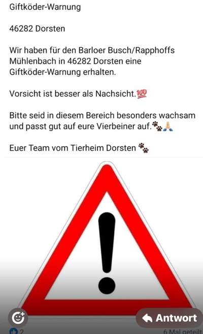 Giftköder-Tierheim Dorsten meldet Giftköder.-Bild