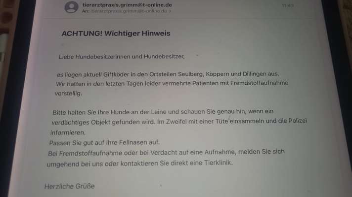 Giftköder-Giftköderwarnung Friedrichsdorf-Bild