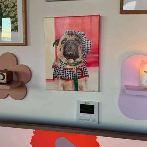 Hundeauslaufgebiet-Hundeporträt handgemalt nach Foto in Öl-Bild