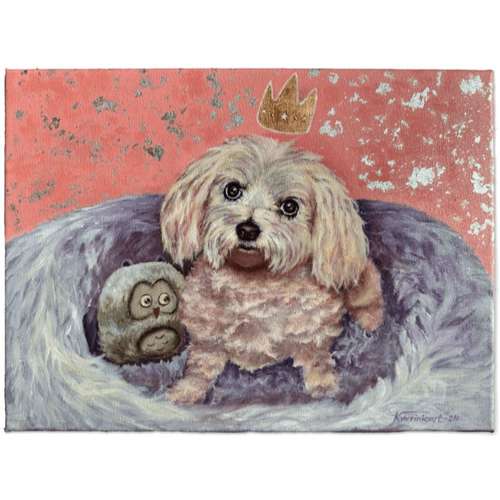 Hundeauslaufgebiet-Hundeporträt handgemalt nach Foto in Öl-Bild