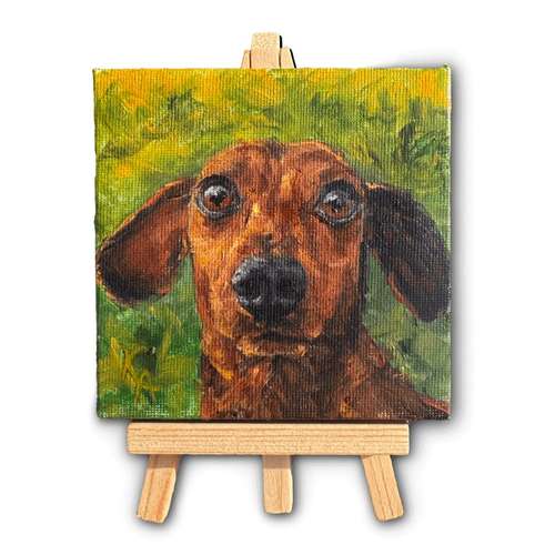 Hundeauslaufgebiet-Hundeporträt handgemalt nach Foto in Öl-Bild