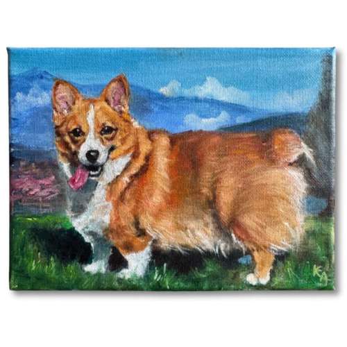 Hundeauslaufgebiet-Hundeporträt handgemalt nach Foto in Öl-Bild