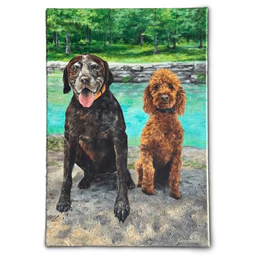 Hundeauslaufgebiet-Hundeporträt handgemalt nach Foto in Öl-Bild