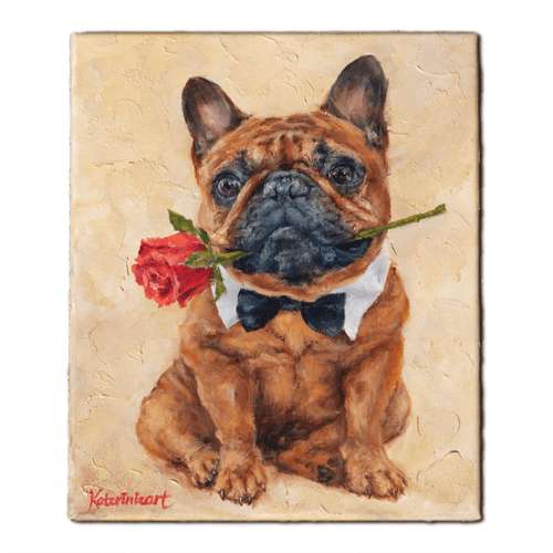 Hundeauslaufgebiet-Hundeporträt handgemalt nach Foto in Öl-Bild