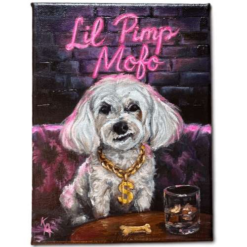 Hundeauslaufgebiet-Hundeporträt handgemalt nach Foto in Öl-Bild