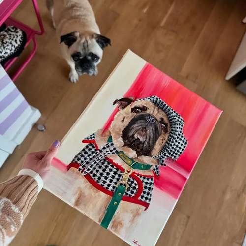 Hundeauslaufgebiet-Hundeporträt handgemalt nach Foto in Öl-Bild