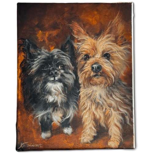 Hundeauslaufgebiet-Hundeporträt handgemalt nach Foto in Öl-Bild