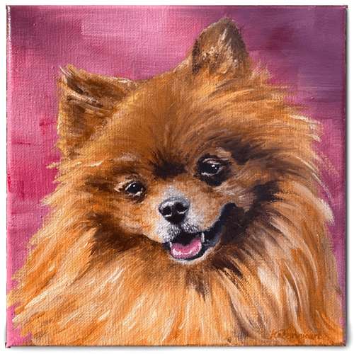 Hundeauslaufgebiet-Hundeporträt handgemalt nach Foto in Öl-Bild