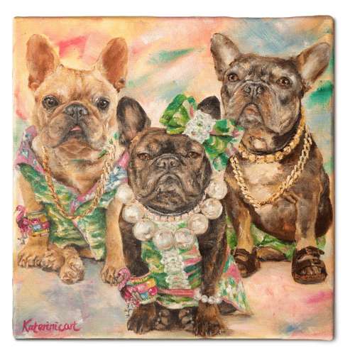 Hundeauslaufgebiet-Hundeporträt handgemalt nach Foto in Öl-Bild