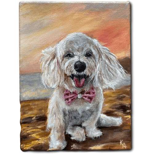 Hundeauslaufgebiet-Hundeporträt handgemalt nach Foto in Öl-Bild