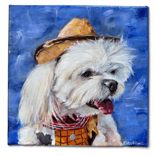 Hundeauslaufgebiet-Hundeporträt handgemalt nach Foto in Öl-Bild